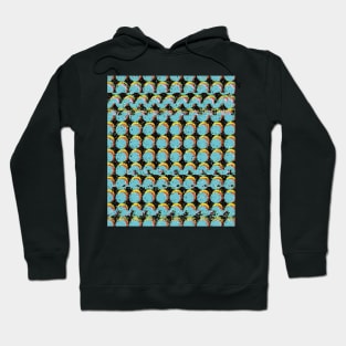 Blue Trippy Glitched Retro Dot Pattern Hoodie